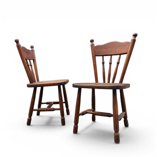 Victorian Oak Children's Stick Back Chairs, 1960s, Set of 2 For Sale - Image 5 of 15