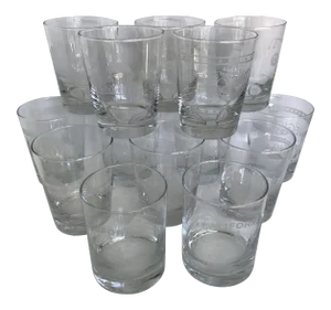 Vintage 1996 to 2008 California Regional Bridge Tournament Double Old Fashion Glasses - Set of 14