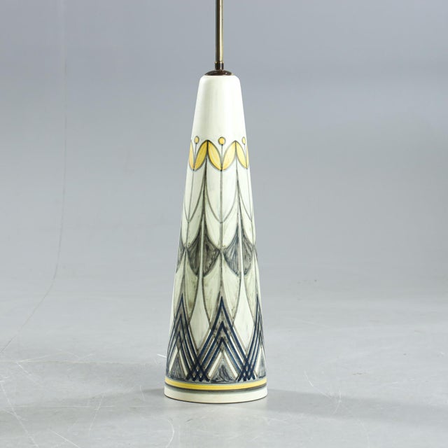 1960s Swedish Floor Lamp in Hand Painted Ceramic and Brass by Rigmor Nielsen for Soholm, 1960 For Sale - Image 5 of 11