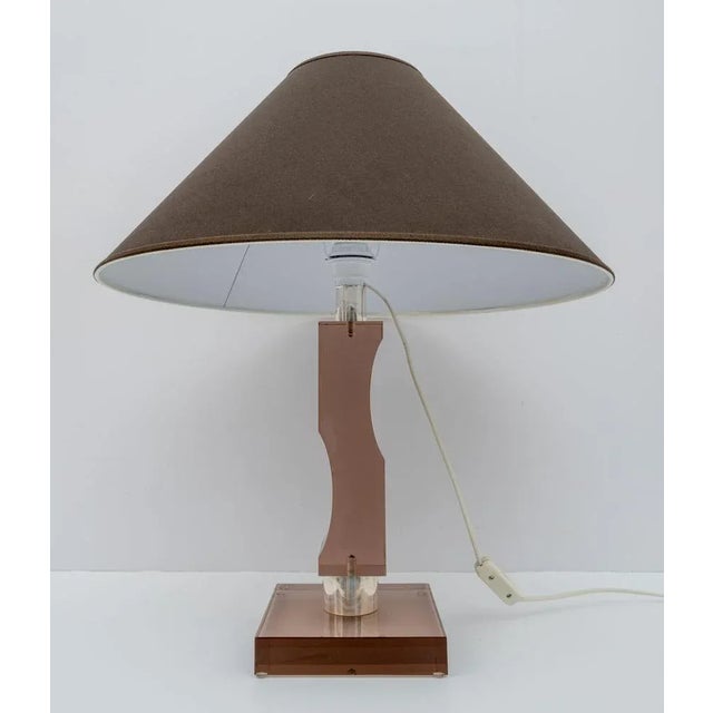 1970s Mid-Century Italian Modern Acrylic Glass and Silver Table Lamp, 1970s For Sale - Image 5 of 9
