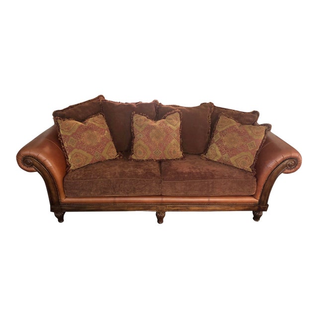 Broyhill Leather And Wood Sofa Chairish