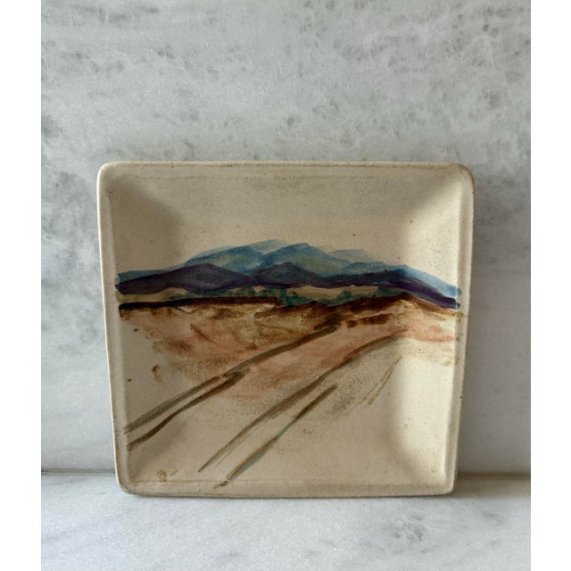 American Vintage Hand Painted Ceramic Plate by Santa Fe Artist For Sale - Image 3 of 6