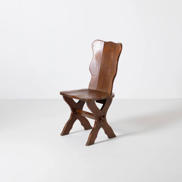 Dutch Brutalist Dining Chairs in Stained Oak, 1970s, Set of 6 For Sale - Image 6 of 12