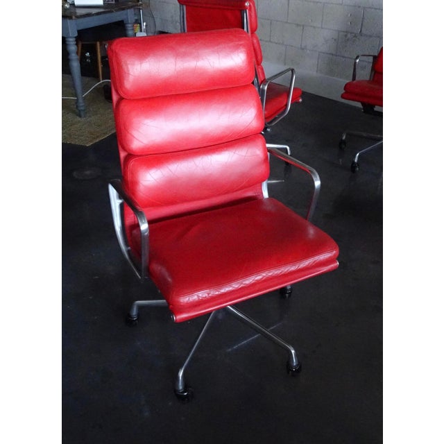 1990s Vintage Eames Soft Pad Executive Chair in Red Leather For Sale - Image 14 of 15