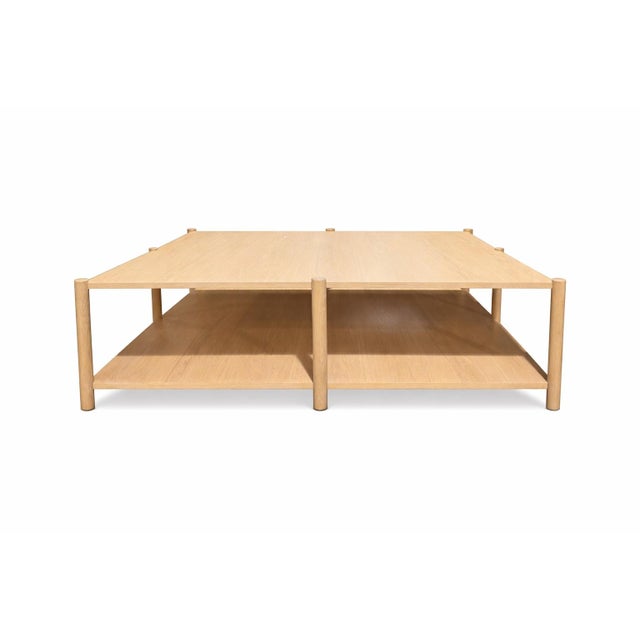Josh Greene for Dowel “Loma” Coffee Table – Cerused Oak, Custom 60" x 60" Elevate your space with this stunning Loma...