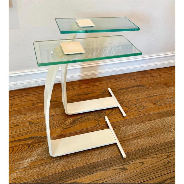 DIA - Design Institute America Pair of Vintage Mid Century 1970s Modern Dia Design Institute America Pair of Glass and Metal Drink Tables For Sale - Image 4 of 7