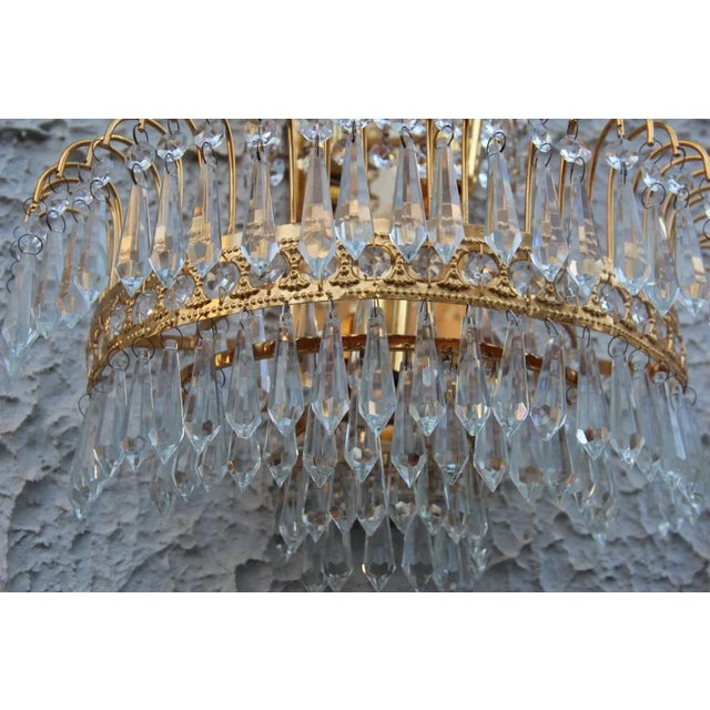 Vintage Gold-Plated Swarovski Crystal Wall Lights, 1970s, Set of 6 For Sale - Image 4 of 13