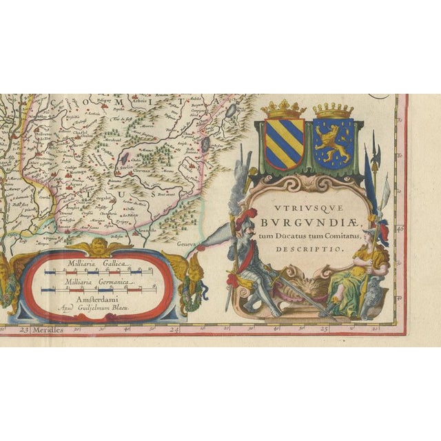 Antique Blaeu Atlas Map of Burgundy and Franche-Comté, 1642 For Sale - Image 3 of 10