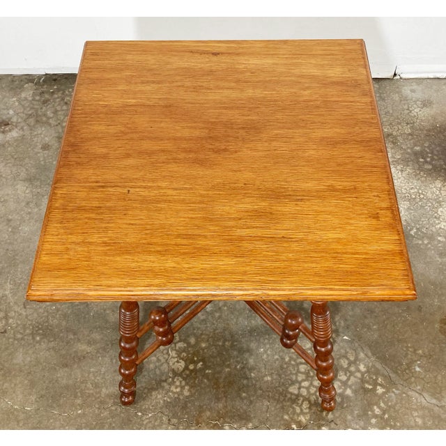 Wood Antique Ornate Oak Wood Stick and Ball Accent Table For Sale - Image 7 of 8