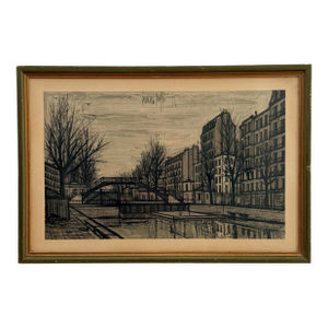 Mid-Century Paris Canal Scene Print in the Manner of Bernard Buffet