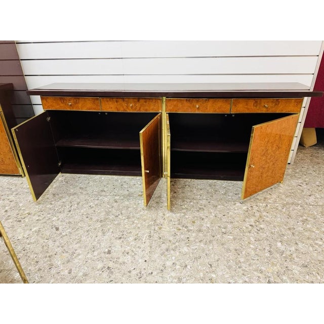 Modernist Sideboard in Radica and Gilded Metal, 1970s For Sale - Image 11 of 17
