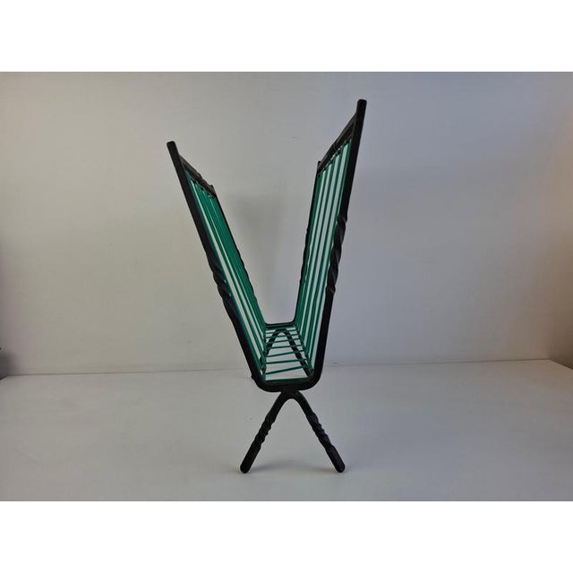 Metal Mid-Century Czechoslovakian Magazine Rack with Green Wire, 1960 For Sale - Image 7 of 18
