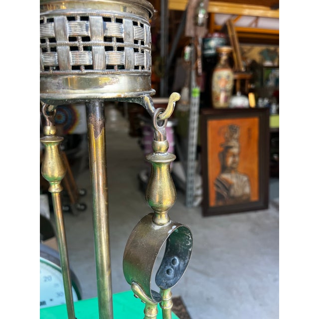 Vintage Brass Fireplace Tools and Holder For Sale In Atlanta - Image 6 of 12