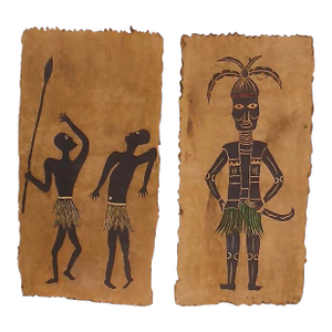 Vintage Paintings on Bark Paper | Taiwanese Aborigine Art