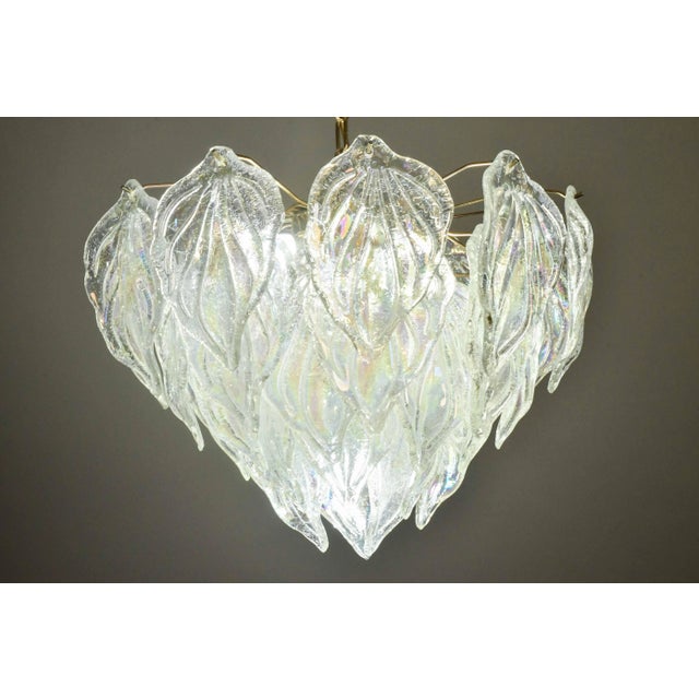 1970s Large Murano Glass Rainbow Leaves Chandelier For Sale - Image 12 of 13