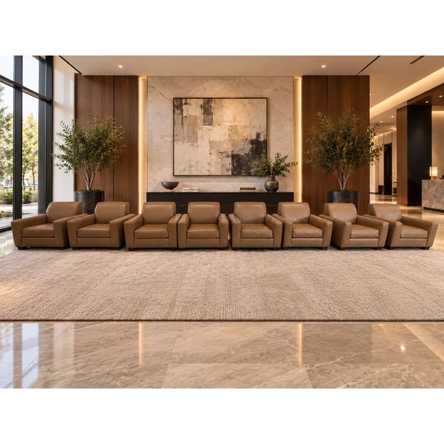 Thayer Coggin Genuine Leather Club Chairs – Set of 8 For Sale In Miami - Image 6 of 9