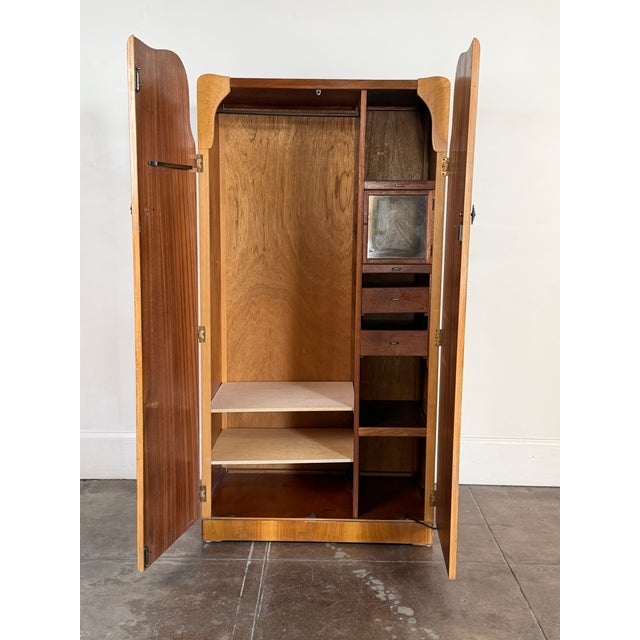 Vintage Art Deco 1940's Burl-Wood Armoire For Sale - Image 10 of 18