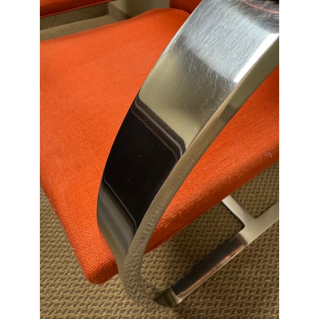 1970s Pair of Knoll Brno Flat Bar Armchairs by Ludwig Mies Van Der Rohe, Original 1970s Upholstery For Sale - Image 5 of 7