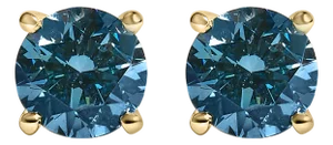 14K Yellow Gold 3.00 Cttw Blue Lab Grown Diamond Stud Earrings with Screw Backs