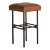 Brutalist Forged Iron + Cognac Leather Stool, France 1960s For Sale