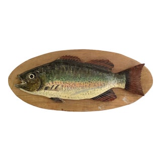Vintage Hand Carved Polychrome Fish Plaque For Sale