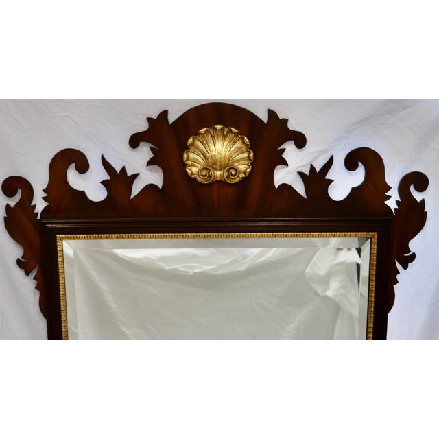 Chippendale Carved Mahogany Beveled Glass Mirror Made by Henkel Harris.