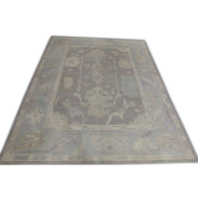 Early 21st Century Brown & Gray Handwoven Turkish Oushak Rug 12'2" X 14'10" For Sale - Image 5 of 6