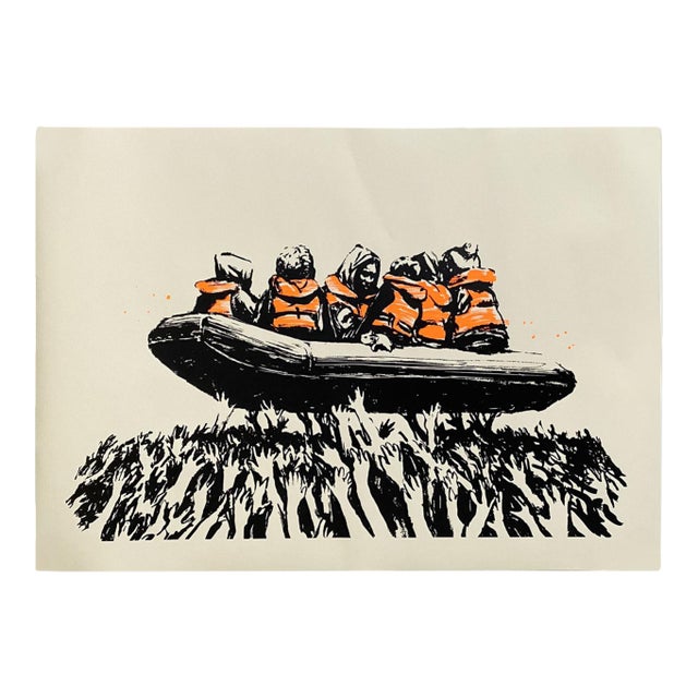 Banksy Migrant Boat Poster From Banksy Area Terminal 1 Glastonbury 2025 For Sale