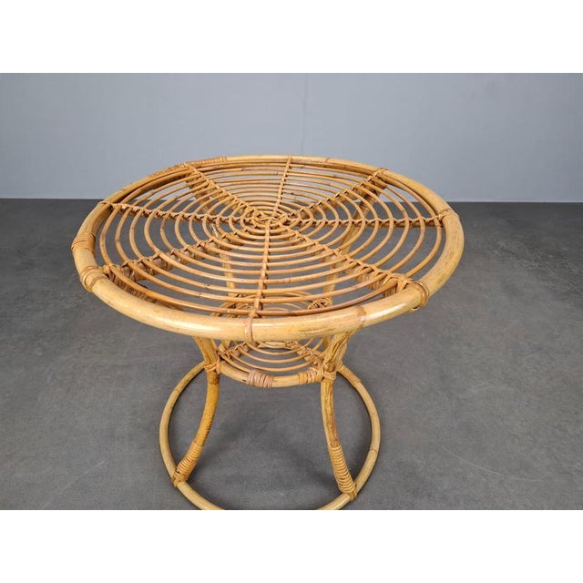 Mid-Century Rattan and Bamboo Side Table, Czechoslovakia, 1960s For Sale - Image 12 of 18