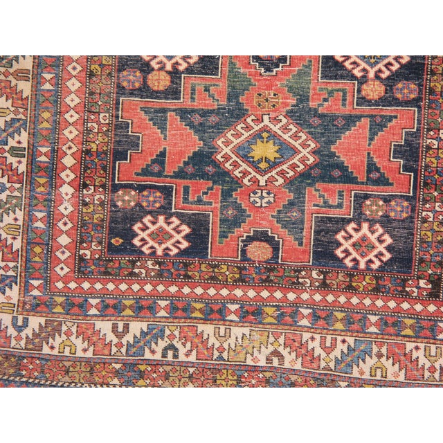 Blue Antique Caucasian Kazak Rug For Sale - Image 8 of 10