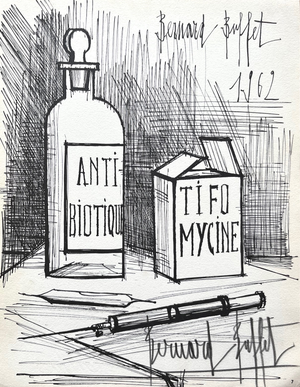 Bernard Buffet Tfomicine Pencil Hand-Signed Lithograph 1962