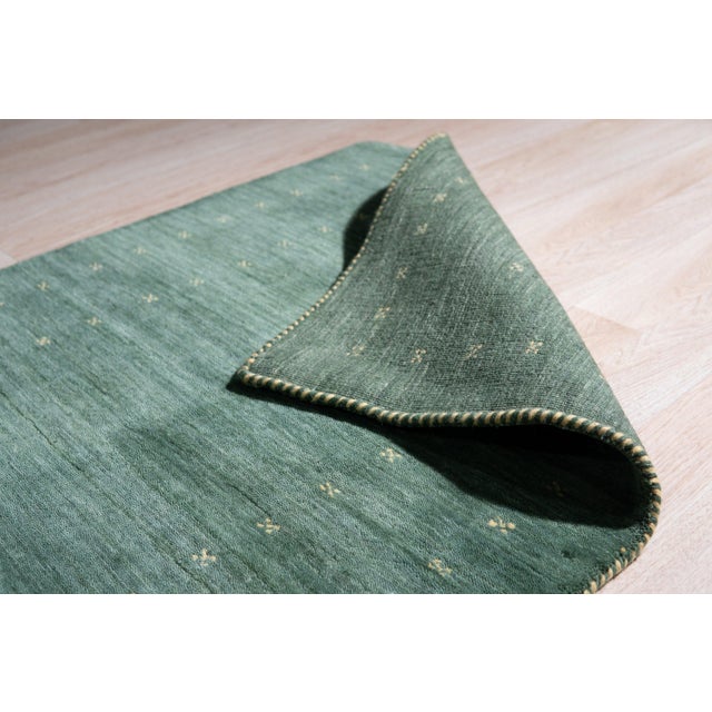 4x6 Sloane Ava Green Solid Geometric Modern Hand Knotted Wool Carpet Rug For Sale - Image 4 of 6