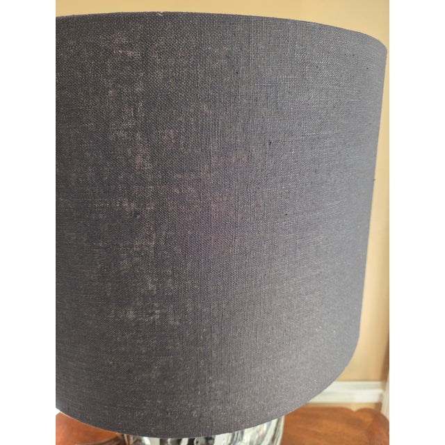 Vintage Mid Century Black + White Hand Painted/Glazed Pottery Table Lamp For Sale - Image 13 of 14