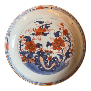 Antique 18th Century Chinese Export Porcelain Low Bowl or Serving Plate in the Imari Palette