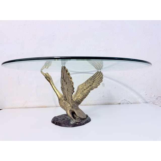 Brown Hollywood Regency Swan Metal Coffee Table, 1960s For Sale - Image 8 of 11
