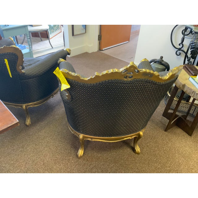 Black Circa 1900’s Pair of Carved and Gilt Rococo Bergere Chairs For Sale - Image 8 of 14