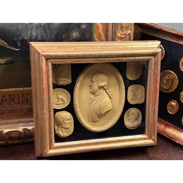 English Classical Regency Style Grand Tour Intaglio Shadow Box Set With the Profile of Josiah Wedgwood For Sale - Image 3 of 12