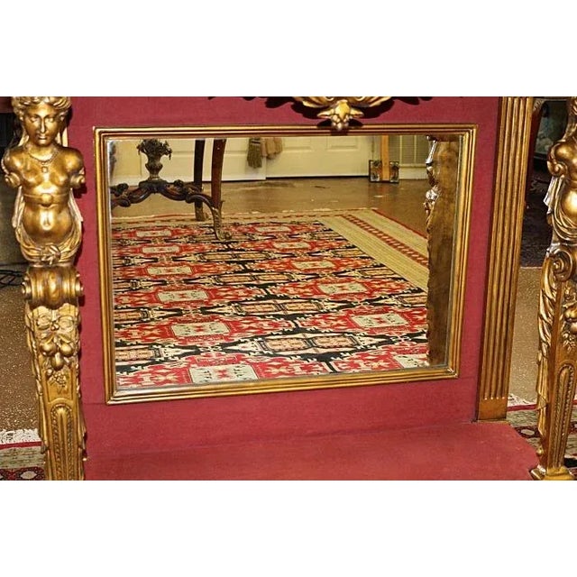 ​19th Century French Figural Gold Marble Top Mirror Back Console Table For Sale - Image 11 of 13
