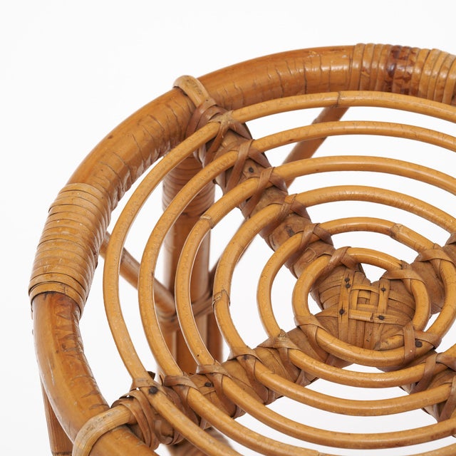 Brown Vintage Bamboo Stool by Bonaudi Vallauris For Sale - Image 8 of 9