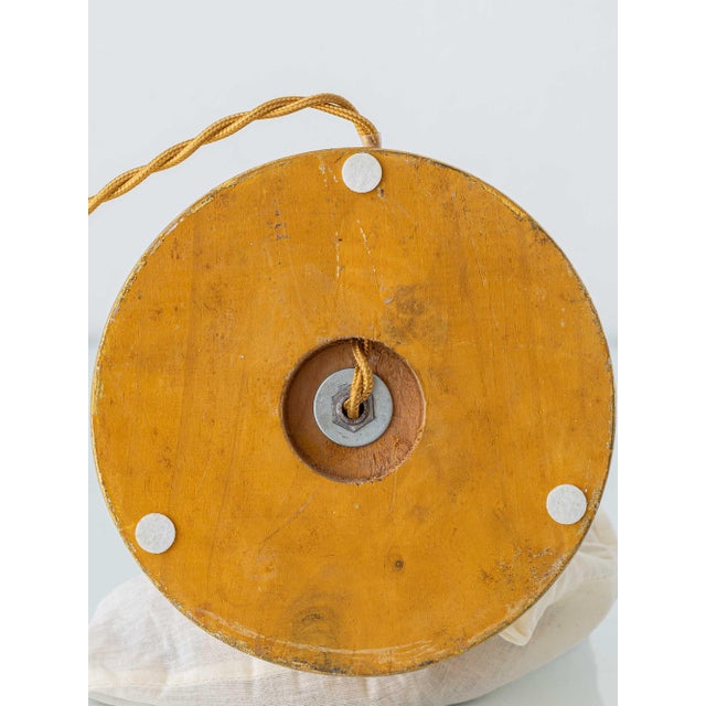 Butter Yellow Ceramic Table Lamp with Pink Silk Pleated Shade from Casa Pupo, Spain, 1960s For Sale - Image 14 of 15