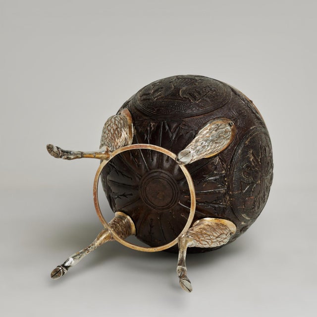 Antique French Regency Style Carved Coconut Box on Hoofed Stand For Sale - Image 14 of 16