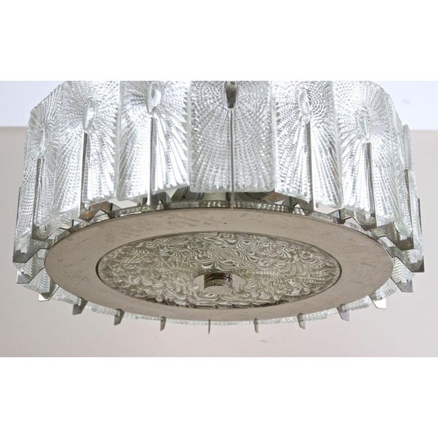 Metal Vintage Three-Tier Glass Pendant Light by Rupert Nikoll, 1950 For Sale - Image 7 of 18