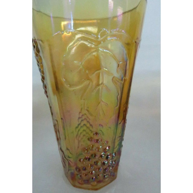 Indiana Harvest Grape Style Amber Carnival Glass Set of 8 Tumbler Cups For Sale - Image 10 of 13