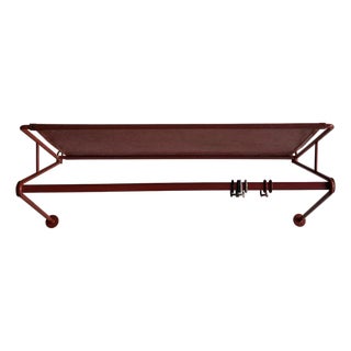 Vintage Red Perforated Metal Shelf, 1970 For Sale