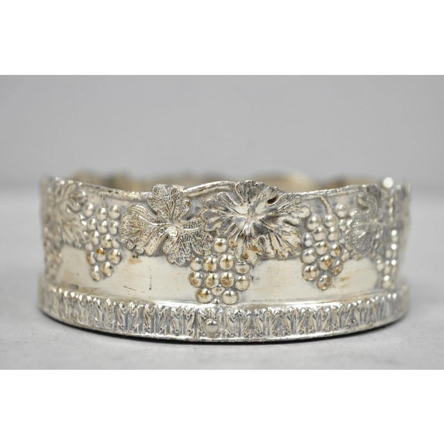 Vintage Good Art Silver Japan Silver Plated Small Wine Bottle Coaster For Sale In Philadelphia - Image 6 of 12