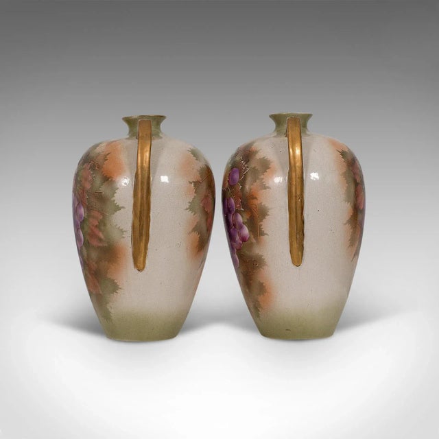 Ceramic 1950s English Ceramic Decorative Vessel Hand Painted Wine Amphora - A Pair For Sale - Image 7 of 13
