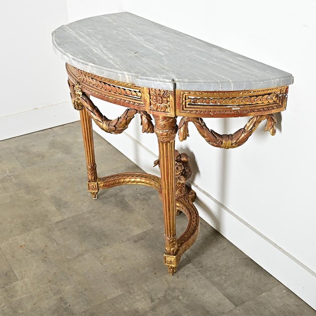 French 18th Century Louis XVI Period Demilune Console For Sale - Image 12 of 14