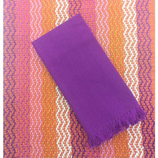 Tangerine Woven Cotton Placemats and Napkins Made in Guatemala, Set of 6 For Sale - Image 8 of 9