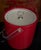 American 1960s Americana Poppy Red Ice Bucket With Clear Lucite Handle For Sale - Image 3 of 3