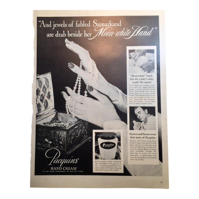 1946 Vintage Paquin's Hand Cream Ad For Sale